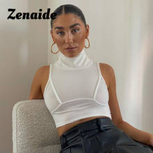 Zenaide Turtleneck Tank Top White Rib Sleeveless Sheath Summer Clothes 2021 Outfits Basic High Neck Sexy Crop Top Women 2024 - buy cheap