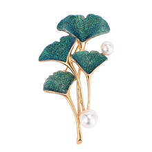 Spring Summer Trendy Lady Enamel Rose Flower Brooches Ginkgo Leaf Brooches Imitation Pearls Pins Gift Fashion Jewelry 2024 - buy cheap