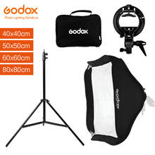 Godox 80x80cm 31 x 31in flash speedlite softbox com s tipo suporte bowens kit de montagem + 2m suporte de luz para câmera fotografia 2024 - compre barato