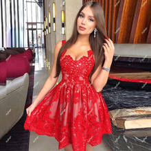 Red Sweetheart A Line Straps Short Homecoming Party Dress Evening Dress Prom Vestidos De Fiesta Formal Special Occasion 2024 - buy cheap