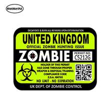 HotMeiNi 15cm x 10cm Car Styling United Kingdom Zombie Hunting License Permits Waterproof Car Sticker Bumper Trunk Accessories 2024 - buy cheap