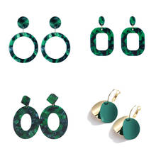 Korean Statement Earrings for Women Green Cute Acrylic Geometric Dangle Drop Gold Earrings Brincos 2021 Trend Fashion Jewelry 2024 - buy cheap