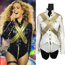 Beyonce Leather Clothes 2 Piece Sets Female Singer Stage Wear Nightclub Bar DJ Pole Dance Costume Party Carnival Costume DWY3272 2024 - buy cheap