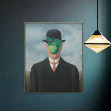 Imagen de pared de Magritte The Son Of Man para decoración del hogar, carteles e impresiones de reproducción de arte en lienzo, surrealismo 2024 - compra barato