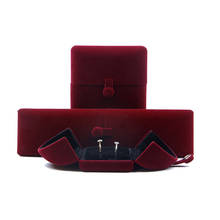 Joyero terciopelo rojo de alta gama, caja de almacenamiento doble, botón de apertura a presión, caja de colección de joyas, anillo, collar, caja de regalo 2024 - compra barato
