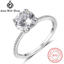 Luxury Solid 925 Sterling Silver Ring for Women Round CZ Finger Ring Wedding Band Engagement Gift Fine Jewelry (Lam Hub Fong) 2024 - buy cheap