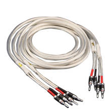 1 par de Cable de altavoz chapado en plata HIFI de alta gama 4N OFC, Cable de altavoz para sistemas Hi-fi Y enchufe, Cable de altavoz con enchufe Banana 2024 - compra barato