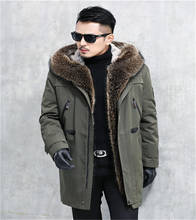 2020 Trench Coat Men Real Rabbit Fur Liner Men Jackets Genuine Raccoon Fur Collar Thicken Warm New Fashion Luxury Brand Coat 2024 - buy cheap