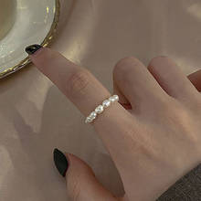 Новые простые кольца с пресноводным жемчугом для женщин геометрические регулируемые ювелирные изделия на палец модное эластичное кольцо 2024 - купить недорого