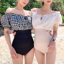May High Waisted Swimsuit Monokini Japanese Melting Trikini Women One-Piece Swimsuits Piece Word Female Polyester Solid 2024 - buy cheap