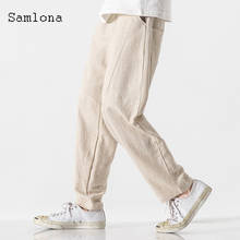 Men Leisure Casual Pants Khaki Blue Loose Bottom Fashion Pantalon Mens 2020 Spring Autumn Linen Harem Pants Lace-up Trousers 2024 - buy cheap