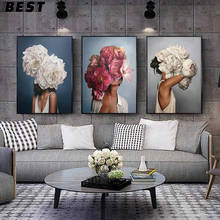 Flowers Feathers Woman Abstract Canvas Painting Wall Art Print Poster Picture Decorative Painting Living Room Home Decoration 2024 - buy cheap
