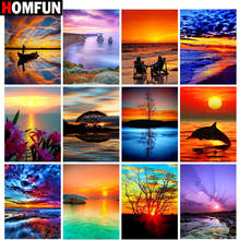 HOMFUN Full Square/Round Drill 5D DIY Diamond Painting "Dusk seascape sunset" 3D Embroidery Cross Stitch 5D Home Decor Gift 2024 - buy cheap