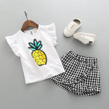 Summer Children Baby Girl Clothing Sets Short Sleeve Pineapple T-shirt Tops + Plaid Pants Shorts Princess Kids Girls 2Pcs Suits 2024 - buy cheap