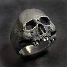 FDLK    New Vintage Zinc Alloy Skull Silver Color Ring Mens Skull Biker Rock Roll Gothic Punk Jewelry Ring 2024 - купить недорого