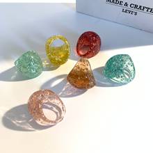 Dvacaman anel redondo geométrico de resina acrílica novo design em cores pastéis para mulheres joias estilosas acessórios para presentes e para festas atacado 2024 - compre barato