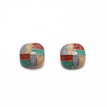 Rainbow Colors Enamel Earrings Glazing Square Vintage Pendientes Accessories Gift 2024 - buy cheap