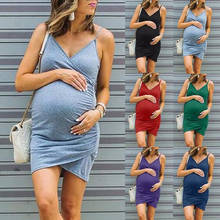 Colete liso sensual para mulheres grávidas, vestido feminino sem mangas para gravidez, vestidos macios, elásticos e casuais, 2021 2024 - compre barato