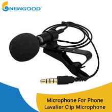 Microfone com clipe para lapela, microfone de 3.5mm com fio, condensador, para smartphone, gravação de celular 2024 - compre barato