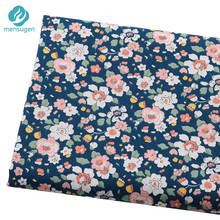 Fabric Meter Dark blue with Flowers Cotton Fabrics Women Baby Girls Dresses Skirts Sewing Cloth Blanket Cushion DIY Sewing Telas 2024 - buy cheap