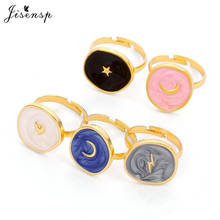Jisensp Bohemian Style Colorful Enamel Star Moon Heart Lightning Drop Oil Metal Round Rings for Women Girl Party Jewelry Gift 2024 - buy cheap