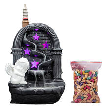 Angel Backflow Incense Burner With LED Light Ceramic Backflow Waterfall Incense Holder Free 50Cones Craft Home Decor 2024 - buy cheap