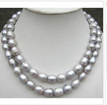 double strands south sea 9-10mm baroque south sea grey pearl necklace 18"19"14k 2024 - buy cheap