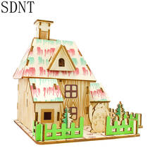 House Building 3D Puzzle Wooden Toy for Children DIY Graffiti Color House Assembly Game Wood Puzzle Educational Toys Kids Gifts 2024 - buy cheap