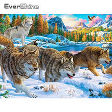 Evershine Diamond Painting Wolf 5D DIY Full Square Diamond Embroidery Winter Animal Cross Stitch Mosaic Wall Decoration 2024 - compre barato