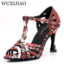 WUXIJIAO Women Party Dance Shoes Colorful serpentine PU Soft Bottom Latin Dance Shoes Woman Salsa Dance Shoes heel5CM-10CM 2024 - buy cheap