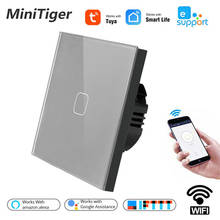 Minitiger Crystal Glass Panel EU/UK WIFI Smart Touch Switch APP Wireless Remote Light Wall Switch Works With Alexa / Google Home 2024 - buy cheap