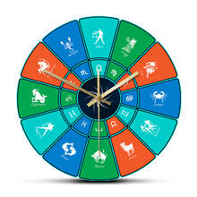 Colorful Horoscope Circle Signs of Zodiac Large Wall Clock Astrology Archery Modern Design Wall Hanging Watch Home Decoration 2024 - buy cheap