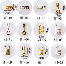 10 unids/lote de láminas de hierro dorado y plateado de Japón, pegatinas para uñas, dijes, herramientas para manicura, Love Key Lock, DIY 2024 - compra barato