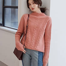 New Autumn Winter 100% Cashmere Sweater Women Half-high Collar Thickened Pullover Loose Sweater Large Size Knitted Wool Shirt 2024 - buy cheap