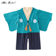 National Costume Japanese Style Boys Clothing Blue Vest+Romper 2pcs Suits Kids Clothes for Boys Suit Children Clothing Set 2024 - buy cheap