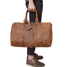 Мужская винтажная кожаная дорожная сумка crazy horse, 18 дюймов, толстая натуральная кожа, сумка для выходных, большая натуральная кожа, сумка на плечо, сумка-тоут 2024 - купить недорого