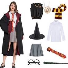 Kids Adult Halloween Costume Magic School Robe Cosplay Wizard Cape Sweater Wand Glasses Clothes 2024 - buy cheap