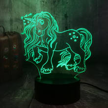 Beautiful Unicorn 3D LED Night Light Multicolor 7 Color Change Bar Home Decor Kid Toy Birthday Christmas lamp Drop Shipping 2024 - buy cheap