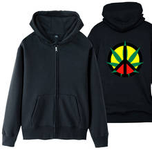 Hemp Peace Sign Jamaica Reggae Regge Rasta Leaf Red Yellow Green Man Boy Coat Full Zip Hoodie Fleece Hooded Jacket ZIIART 2024 - buy cheap