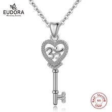 EUDORA 925 Sterling Silver Classic Key Pendant Om Symbol & Olive Leaf Necklace Women Fine Jewelry Gift for Girlfriend CYD315 2024 - buy cheap