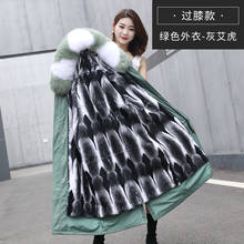 Casaco de pele de guaxinim com capuz feminino, jaqueta original de algodão, parka de pele de guaxinim com capuz 2024 - compre barato