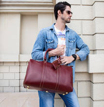 Bolso de viaje para hombre, bolsa de cuero de Caballo Loco, bolso de hombro informal, bolso de cubo de vino tinto, Retro europeo y americano 2024 - compra barato