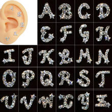 Brinco de cartilagem hélix com letras do alfabeto, joia piercing, de aço cirúrgico, palavra do alfabeto, zircônia, 1 peça 2024 - compre barato