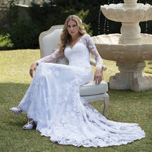 Женское кружевное платье с юбкой годе, белое длинное платье с V-образным вырезом и аппликацией, свадебное платье 2024 - купить недорого