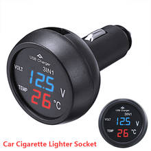 Voltímetro Digital LED Universal para coche, voltímetro, termómetro, Cargador USB, 1 unidad 2024 - compra barato