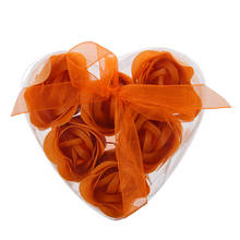 6 шт. цветок розы Ароматические лепестки мыла для ванны оранжевый w коробка в форме сердца 2024 - купить недорого