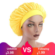 Cost Price Night Sleep Hat Fashion Women Donna Sleep Cap Wide Band Satin Bonnet Cap Turban Headband Hair Care Bonnet Head Scarf 2024 - buy cheap
