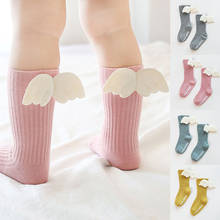 Newborn Baby Girls Knee High Socks With Angel Wing Boys Cotton Socks For Kids Toddlers Socks Candy Color Children Sock 2024 - buy cheap