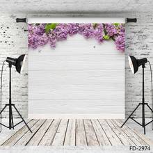 Фиолетовый цветок кисточек белая деревянная доска стена фотография фон для детской портретной фотосъемки для фотостудии 2024 - купить недорого