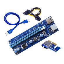 New 006C Pcie 1x To 16x Express Riser Card Graphics Pci-E Riser Extender 60Cm Usb 3.0 Cable Sata To 6Pin Power For Btc Mining 2024 - buy cheap